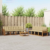 vidaXL Utomhussoffset med kudde 9 pcs Naturlig och Beige