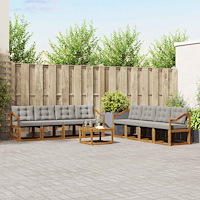 vidaXL Utomhussoffset med kudde 9 pcs Naturlig och Ljus Grå