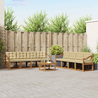 vidaXL Utomhussoffset med kudde 9 pcs Naturlig och Beige