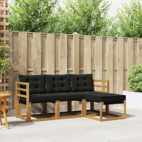 vidaXL Utomhussoffset med kudde 4 pcs Naturlig och svart