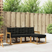 vidaXL Utomhussoffset med kudde 4 pcs Naturlig och svart