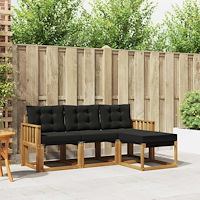 vidaXL Utomhussoffset med kudde 4 pcs Naturlig och svart