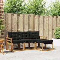 vidaXL Utomhussoffset med kudde 4 pcs Naturlig och svart