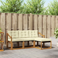 vidaXL Utomhussoffset med kudde 4 pcs Naturlig och Grädde