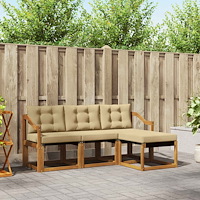 vidaXL Utomhussoffset med kudde 4 pcs Naturlig och Beige