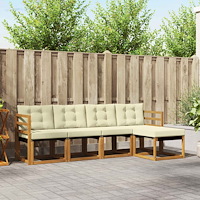 vidaXL Utomhussoffset med kudde 5 pcs Naturlig och Grädde