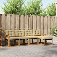 vidaXL Utomhussoffset med kudde 5 pcs Naturlig och Beige