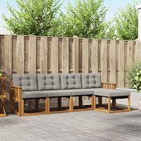 vidaXL Utomhussoffset med kudde 5 pcs Naturlig och Ljus Grå