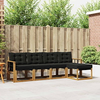 vidaXL Utomhussoffset med kudde 5 pcs Naturlig och svart