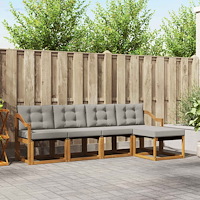 vidaXL Utomhussoffset med kudde 5 pcs Naturlig och Ljus Grå