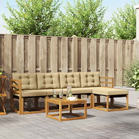 vidaXL Utomhussoffset med kudde 6 pcs Naturlig och Beige