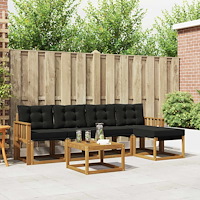 vidaXL Utomhussoffset med kudde 6 pcs Naturlig och svart