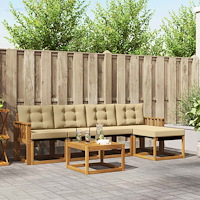 vidaXL Utomhussoffset med kudde 6 pcs Naturlig och Beige
