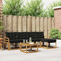 vidaXL Utomhussoffset med kudde 6 pcs Naturlig och svart