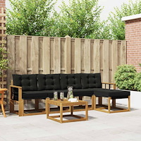 vidaXL Utomhussoffset med kudde 6 pcs Naturlig och svart