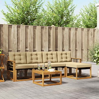 vidaXL Utomhussoffset med kudde 6 pcs Naturlig och Beige