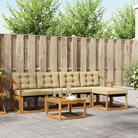 vidaXL Utomhussoffset med kudde 6 pcs Naturlig och Beige