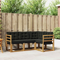 vidaXL Utomhussoffset med kudde 4 pcs Naturlig och svart