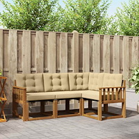 vidaXL Utomhussoffset med kudde 4 pcs Naturlig och Beige