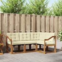 vidaXL Utomhussoffset med kudde 4 pcs Naturlig och Grädde
