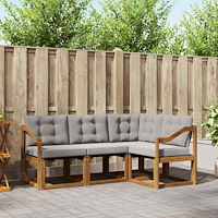 vidaXL Utomhussoffset med kudde 4 pcs Naturlig och Ljus Grå