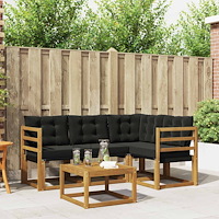 vidaXL Utomhussoffset med kudde 5 pcs Naturlig och svart