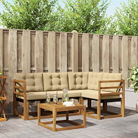 vidaXL Utomhussoffset med kudde 5 pcs Naturlig och Beige