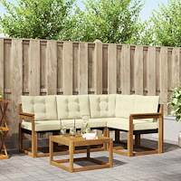 vidaXL Utomhussoffset med kudde 5 pcs Naturlig och Grädde