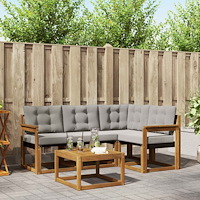 vidaXL Utomhussoffset med kudde 5 pcs Naturlig och Ljus Grå