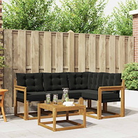 vidaXL Utomhussoffset med kudde 5 pcs Naturlig och svart