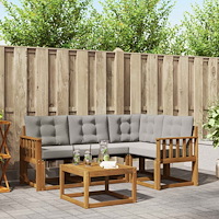 vidaXL Utomhussoffset med kudde 5 pcs Naturlig och Ljus Grå