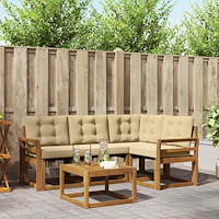vidaXL Utomhussoffset med kudde 5 pcs Naturlig och Beige