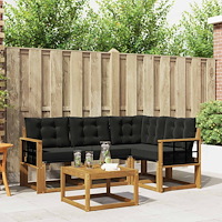 vidaXL Utomhussoffset med kudde 5 pcs Naturlig och svart