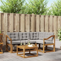 vidaXL Utomhussoffset med kudde 5 pcs Naturlig och Ljus Grå