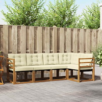 vidaXL Utomhussoffset med kudde 5 pcs Naturlig och Grädde