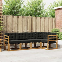 vidaXL Utomhussoffset med kudde 5 pcs Naturlig och svart