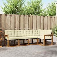 vidaXL Utomhussoffset med kudde 5 pcs Naturlig och Grädde