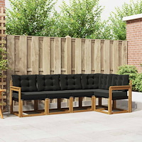 vidaXL Utomhussoffset med kudde 5 pcs Naturlig och svart