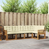 vidaXL Utomhussoffset med kudde 5 pcs Naturlig och Grädde