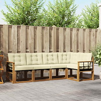 vidaXL Utomhussoffset med kudde 5 pcs Naturlig och Grädde