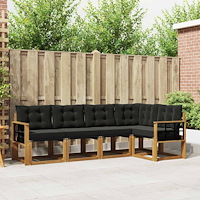 vidaXL Utomhussoffset med kudde 5 pcs Naturlig och svart