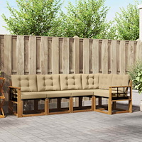 vidaXL Utomhussoffset med kudde 5 pcs Naturlig och Beige