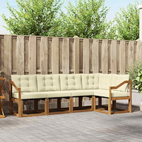 vidaXL Utomhussoffset med kudde 5 pcs Naturlig och Grädde