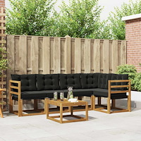 vidaXL Utomhussoffset med kudde 6 pcs Naturlig och svart