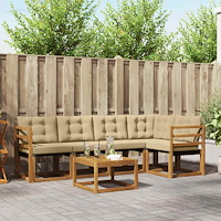 vidaXL Utomhussoffset med kudde 6 pcs Naturlig och Beige