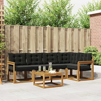 vidaXL Utomhussoffset med kudde 6 pcs Naturlig och svart