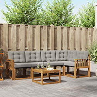 vidaXL Utomhussoffset med kudde 6 pcs Naturlig och Ljus Grå