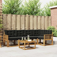 vidaXL Utomhussoffset med kudde 6 pcs Naturlig och svart