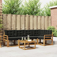 vidaXL Utomhussoffset med kudde 6 pcs Naturlig och svart