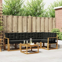 vidaXL Utomhussoffset med kudde 6 pcs Naturlig och svart